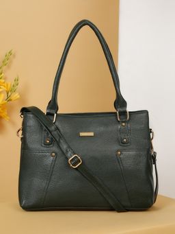 Teakwood - Leather Green Shoulder Bag with Detachable Strap