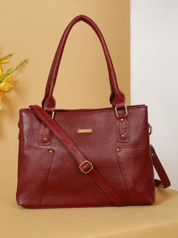 Teakwood - Leather Red Shoulder Bag with Detachable Strap
