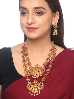 Yellow Chimes - Gold Plated Temple Design Layerd Jewellery For Women and Girls (Set of 3)