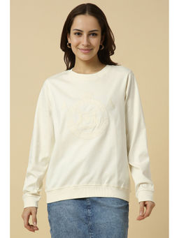 Allen Solly - Women's Beige Embroidered Sweatshirt