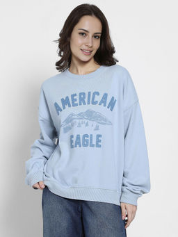 American Eagle - Women's Blue Logo Relaxed Sweatshirt