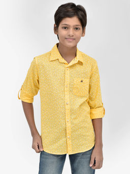 CRIMSOUNE CLUB - Boy Floral Yellow Shirt