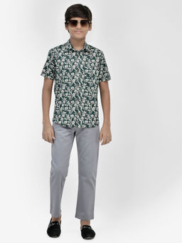 CRIMSOUNE CLUB - Boy Floral Green Shirt