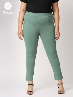 Twenty Dresses by Nykaa Fashion - Bottle Green Mid Waist Skinny Jeggings