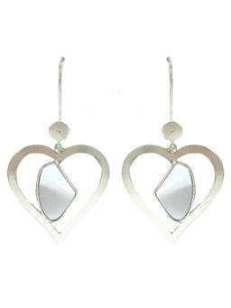 ORNAMAAS - Pieces Of My Heart Galactic Cut Flat Stone Ear Silver Danglers