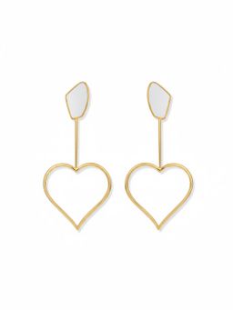 ORNAMAAS - Oversized Heart Galactic Cut Stick Gold Earrings