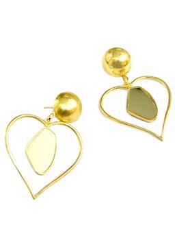 ORNAMAAS - Heart Galactic Cut Flat Stone Gold Earring