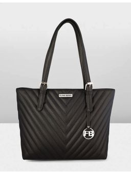 FLYING BERRY - Women Pu Textured Black Tote Bag