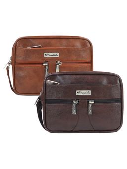 NFI Essentials - Unisex Pu Textured Multi-Color Pouches (Pack Of 2)