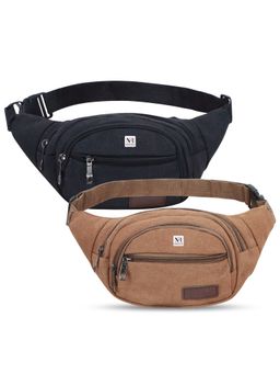 NFI Essentials - Unisex Canvas Textured Multi-Color Belt Bags (Pack Of 2)