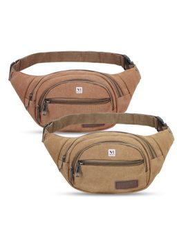 NFI Essentials - Unisex Canvas Textured Multi-Color Belt Bags (Pack Of 2)
