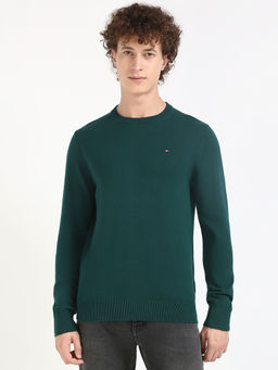 Tommy Hilfiger - Green Solid Regular Fit Sweater