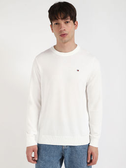 Tommy Hilfiger - Off White Solid Regular Fit Sweater