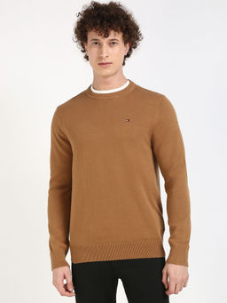 Tommy Hilfiger - Beige Solid Regular Fit Sweater