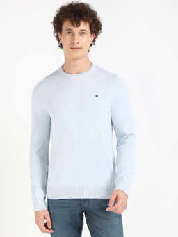 Tommy Hilfiger - Blue Solid Regular Fit Sweater