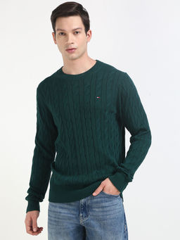 Tommy Hilfiger - Green Self Design Regular Fit Sweater