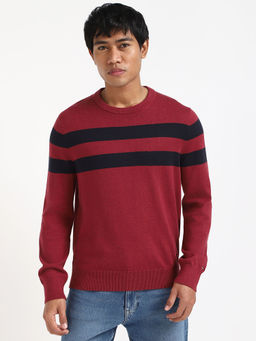 Tommy Hilfiger - Red Colorblock Regular Fit Sweater