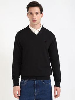 Tommy Hilfiger - Black Solid Regular Fit Sweater