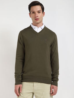 Tommy Hilfiger - Olive Solid Regular Fit Sweater