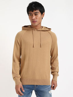 Tommy Hilfiger - Beige Solid Regular Fit Hoodie