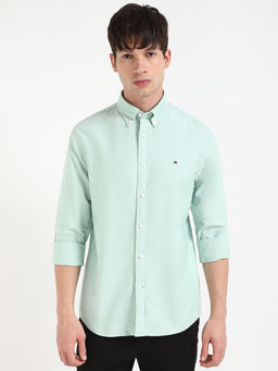 Tommy Hilfiger - Green Solid Regular Fit Shirt