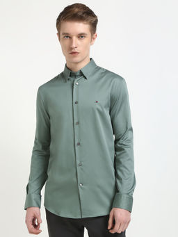 Tommy Hilfiger - Green Solid Regular Fit Shirt