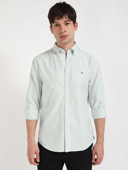 Tommy Hilfiger - Green Stripes Regular Fit Shirt