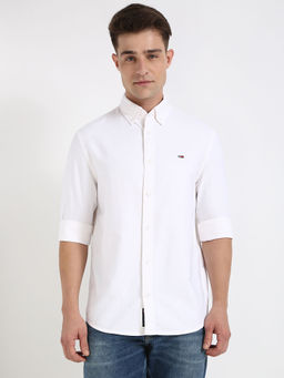 Tommy Hilfiger - White Solid Regular Fit Shirt