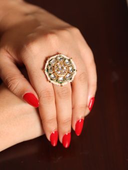 Amreli Jaipur - Kundan Adjustable Pearl Ring