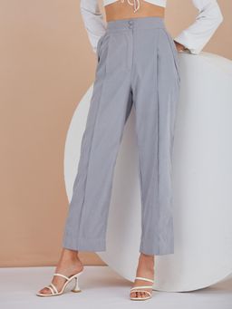 Latin Quarters - Women Grey Wide Leg Fit High-Waist Trouser