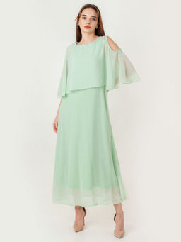 Zink London - Womens Green Embroidered Maxi Dress