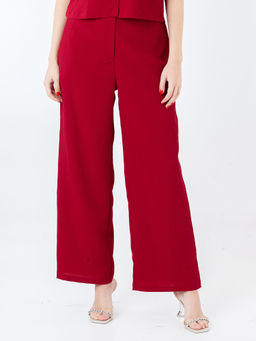 Zink London - Womens Red Solid/Plain Trouser