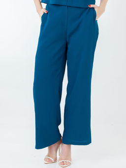 Zink London - Womens Teal Solid/Plain Trouser
