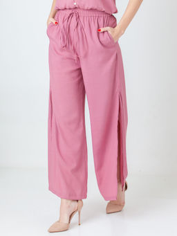 Zink London - Womens Pink Solid/Plain Trouser