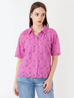 Zink London - Womens Pink Self Design Shirt