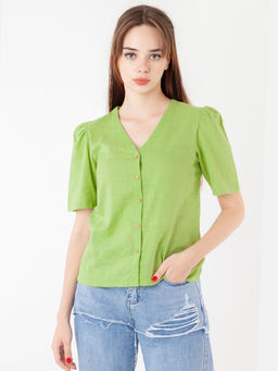 Zink London - Womens Green Solid/Plain Top