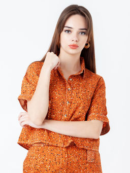 Zink London - Womens Brown Abstract Shirt