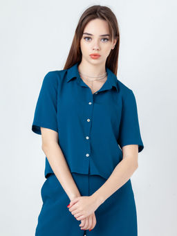 Zink London - Womens Teal Solid/Plain Shirt