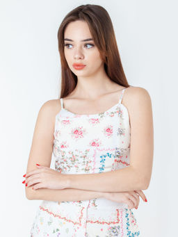 Zink London - Womens White Floral Crop Top