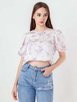 Zink London - Womens White Floral Top