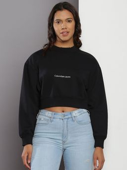 Calvin Klein - Black Regular Fit Cotton Crew Neck Sweatshirt