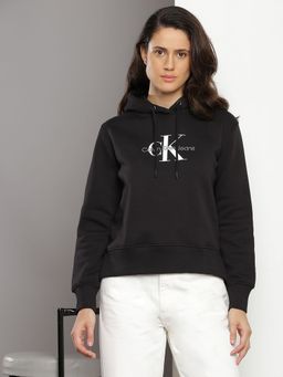 Calvin Klein - Black Regular Fit Cotton Hooded Neck Sweatshirt
