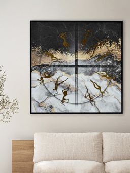At Home by Nilkamal - Human Figures Wall Painting|Set of 1|Size - 60 cm x 60 cm|Black & Gold