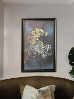 At Home by Nilkamal - Jumping Horse Wall Painting |Set of 1|Size - 60 cm x 90 cm|Black & Gold
