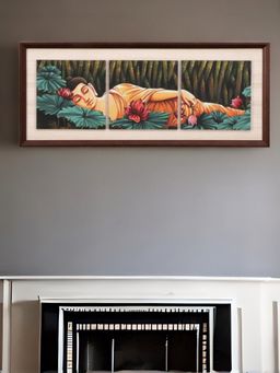 At Home by Nilkamal - Sleeping Buddha Partition Painting - (Emerald)