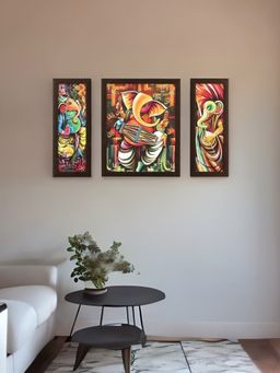 At Home by Nilkamal - Musical Ganesha Painting Set of 3