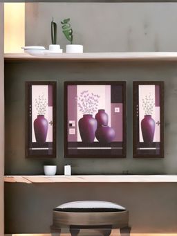 At Home by Nilkamal - Still Life Wall Paintings|Set of 3 panels|Lavender
