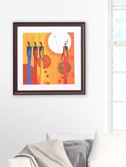 At Home by Nilkamal - African Tribe Wall Painting|Set of 1|Size - 45 cm x 45 cm|Mustard