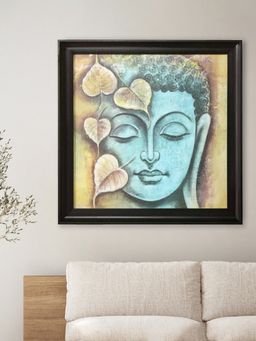 At Home by Nilkamal - Buddha Leaf Wall Painting|Set of 1|Size - 60cm x 3 cm|Sea Green