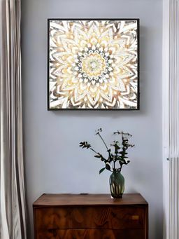 At Home by Nilkamal - Traditional Art Wall Painting|Set of 1|Size - 63 cm x 63 cm|Mustard